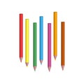Realistic color pencils for drawing seven colors isolated on white background.3d vector illustration. Royalty Free Stock Photo